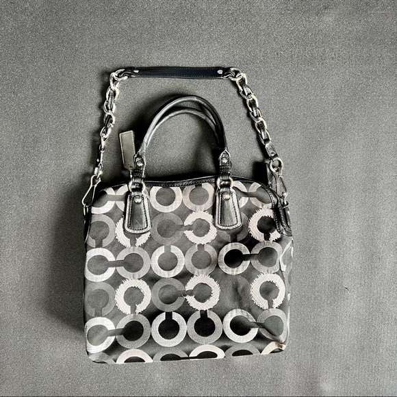 Coach Designer Signature Coated Canvas Leather Satchel Handbag Shoulder Bag EUC - Picture 2 of 8